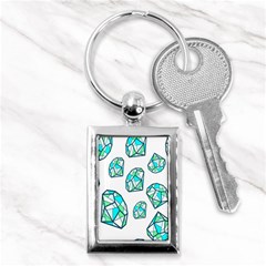 Brilliant Diamond Green Blue White Key Chains (rectangle)  by Mariart