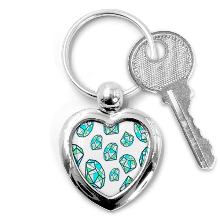 Brilliant Diamond Green Blue White Key Chains (Heart) 