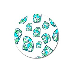 Brilliant Diamond Green Blue White Magnet 3  (round) by Mariart