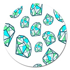 Brilliant Diamond Green Blue White Magnet 5  (round)