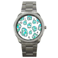 Brilliant Diamond Green Blue White Sport Metal Watch by Mariart