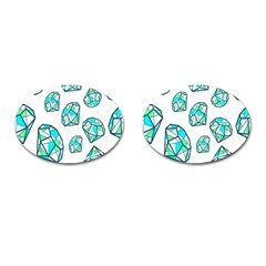 Brilliant Diamond Green Blue White Cufflinks (oval) by Mariart