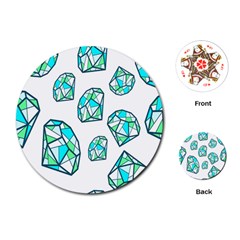 Brilliant Diamond Green Blue White Playing Cards (round)  by Mariart