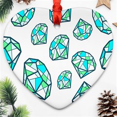 Brilliant Diamond Green Blue White Heart Ornament (two Sides) by Mariart