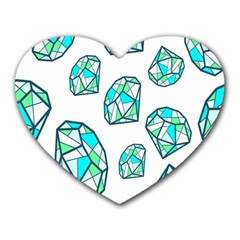 Brilliant Diamond Green Blue White Heart Mousepads by Mariart