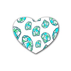 Brilliant Diamond Green Blue White Rubber Coaster (heart)  by Mariart