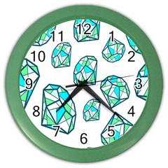 Brilliant Diamond Green Blue White Color Wall Clocks