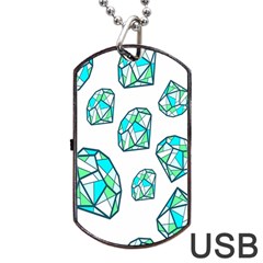 Brilliant Diamond Green Blue White Dog Tag Usb Flash (one Side)