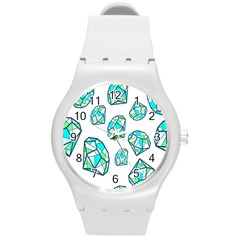 Brilliant Diamond Green Blue White Round Plastic Sport Watch (m)