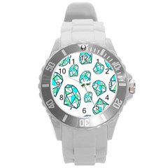 Brilliant Diamond Green Blue White Round Plastic Sport Watch (l) by Mariart