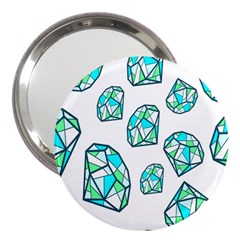 Brilliant Diamond Green Blue White 3  Handbag Mirrors by Mariart