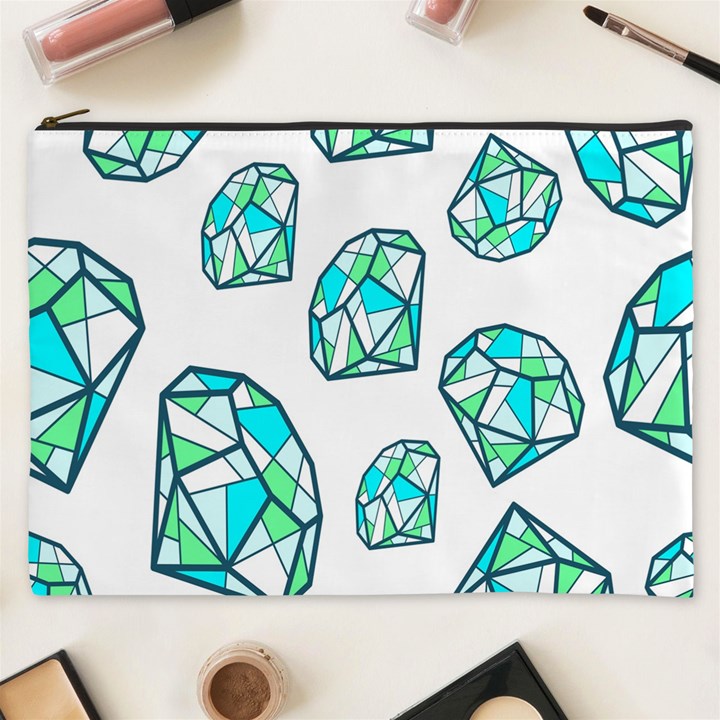 Brilliant Diamond Green Blue White Cosmetic Bag (XXXL) 