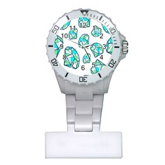 Brilliant Diamond Green Blue White Plastic Nurses Watch by Mariart