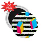 Cube Line Polka Dots Horizontal Triangle Pink Yellow Blue Green Black Flag 2.25  Magnets (100 pack)  Front