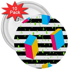 Cube Line Polka Dots Horizontal Triangle Pink Yellow Blue Green Black Flag 3  Buttons (10 Pack)  by Mariart