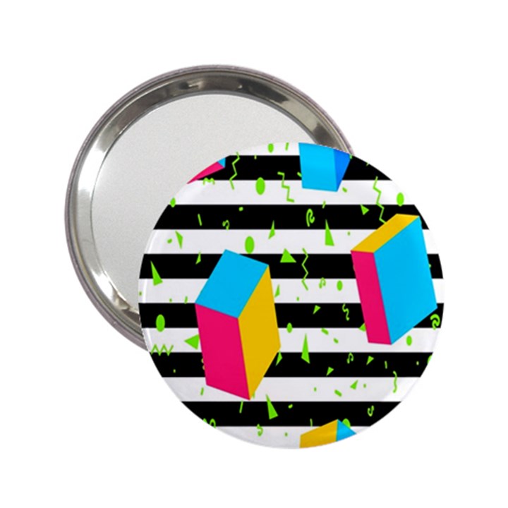 Cube Line Polka Dots Horizontal Triangle Pink Yellow Blue Green Black Flag 2.25  Handbag Mirrors