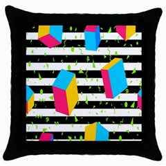 Cube Line Polka Dots Horizontal Triangle Pink Yellow Blue Green Black Flag Throw Pillow Case (black) by Mariart