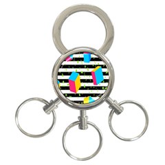 Cube Line Polka Dots Horizontal Triangle Pink Yellow Blue Green Black Flag 3-ring Key Chains