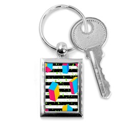 Cube Line Polka Dots Horizontal Triangle Pink Yellow Blue Green Black Flag Key Chains (rectangle) 