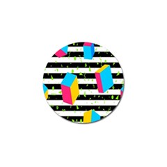 Cube Line Polka Dots Horizontal Triangle Pink Yellow Blue Green Black Flag Golf Ball Marker (4 Pack) by Mariart