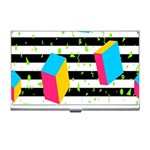 Cube Line Polka Dots Horizontal Triangle Pink Yellow Blue Green Black Flag Business Card Holders Front