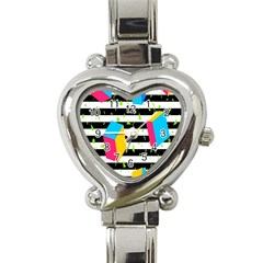 Cube Line Polka Dots Horizontal Triangle Pink Yellow Blue Green Black Flag Heart Italian Charm Watch by Mariart