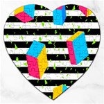 Cube Line Polka Dots Horizontal Triangle Pink Yellow Blue Green Black Flag Jigsaw Puzzle (Heart) Front