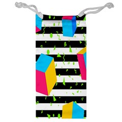 Cube Line Polka Dots Horizontal Triangle Pink Yellow Blue Green Black Flag Jewelry Bag by Mariart