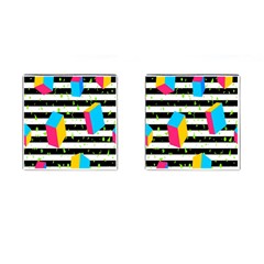 Cube Line Polka Dots Horizontal Triangle Pink Yellow Blue Green Black Flag Cufflinks (square) by Mariart