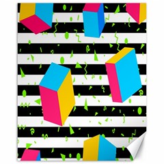 Cube Line Polka Dots Horizontal Triangle Pink Yellow Blue Green Black Flag Canvas 16  X 20   by Mariart