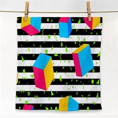 Cube Line Polka Dots Horizontal Triangle Pink Yellow Blue Green Black Flag Face Towel by Mariart