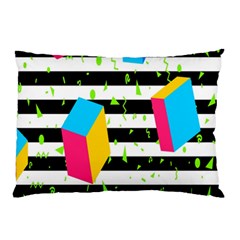 Cube Line Polka Dots Horizontal Triangle Pink Yellow Blue Green Black Flag Pillow Case by Mariart