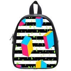 Cube Line Polka Dots Horizontal Triangle Pink Yellow Blue Green Black Flag School Bags (small)  by Mariart