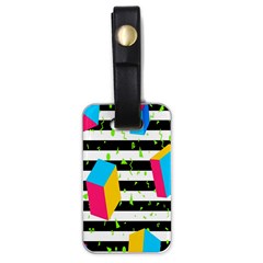 Cube Line Polka Dots Horizontal Triangle Pink Yellow Blue Green Black Flag Luggage Tags (one Side) 