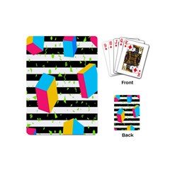 Cube Line Polka Dots Horizontal Triangle Pink Yellow Blue Green Black Flag Playing Cards (mini) 