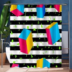 Cube Line Polka Dots Horizontal Triangle Pink Yellow Blue Green Black Flag Shower Curtain 60  X 72  (medium)  by Mariart