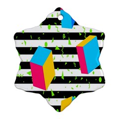 Cube Line Polka Dots Horizontal Triangle Pink Yellow Blue Green Black Flag Snowflake Ornament (two Sides) by Mariart