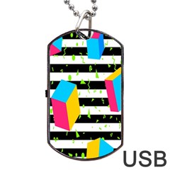 Cube Line Polka Dots Horizontal Triangle Pink Yellow Blue Green Black Flag Dog Tag Usb Flash (one Side) by Mariart