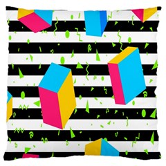 Cube Line Polka Dots Horizontal Triangle Pink Yellow Blue Green Black Flag Large Cushion Case (one Side) by Mariart