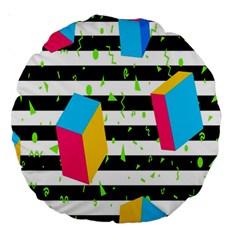 Cube Line Polka Dots Horizontal Triangle Pink Yellow Blue Green Black Flag Large 18  Premium Round Cushions by Mariart