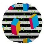 Cube Line Polka Dots Horizontal Triangle Pink Yellow Blue Green Black Flag Large 18  Premium Round Cushions Front