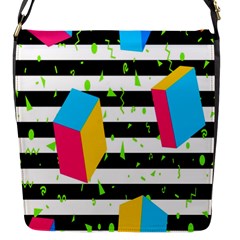 Cube Line Polka Dots Horizontal Triangle Pink Yellow Blue Green Black Flag Flap Messenger Bag (s) by Mariart