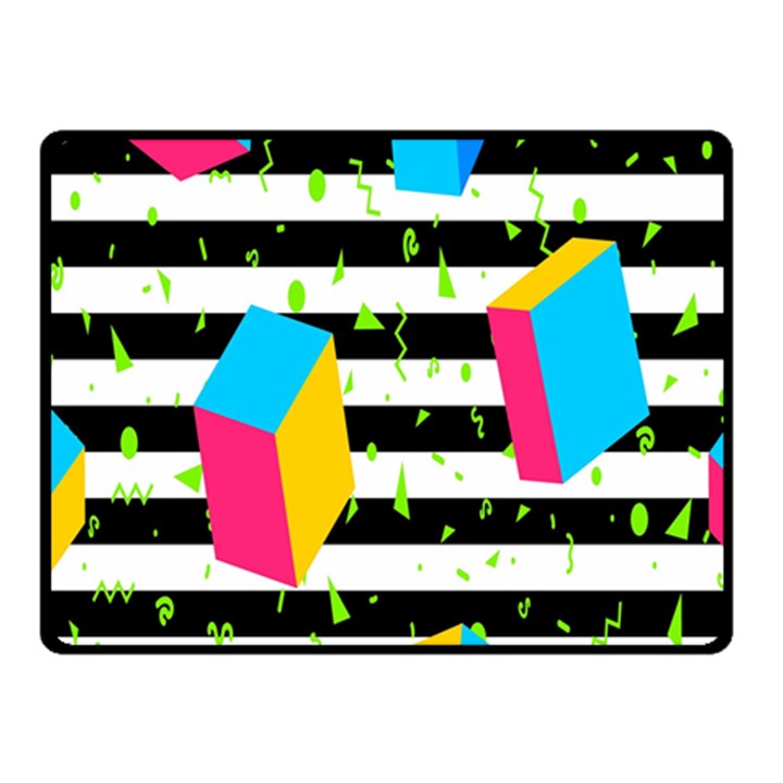 Cube Line Polka Dots Horizontal Triangle Pink Yellow Blue Green Black Flag Double Sided Fleece Blanket (Small) 