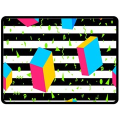 Cube Line Polka Dots Horizontal Triangle Pink Yellow Blue Green Black Flag Double Sided Fleece Blanket (large) 