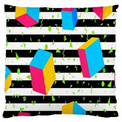 Cube Line Polka Dots Horizontal Triangle Pink Yellow Blue Green Black Flag Standard Flano Cushion Case (one Side) by Mariart