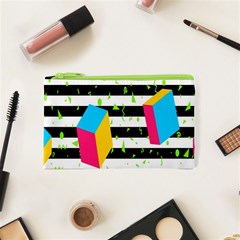 Cube Line Polka Dots Horizontal Triangle Pink Yellow Blue Green Black Flag Cosmetic Bag (xs) by Mariart