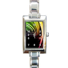 Colorful Abstract Fantasy Modern Green Gold Purple Light Black Line Rectangle Italian Charm Watch by Mariart