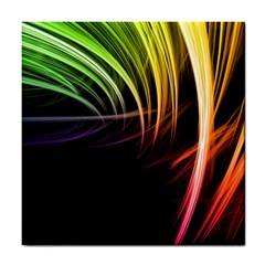 Colorful Abstract Fantasy Modern Green Gold Purple Light Black Line Tile Coasters