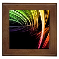 Colorful Abstract Fantasy Modern Green Gold Purple Light Black Line Framed Tiles