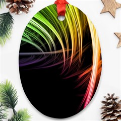 Colorful Abstract Fantasy Modern Green Gold Purple Light Black Line Ornament (oval)